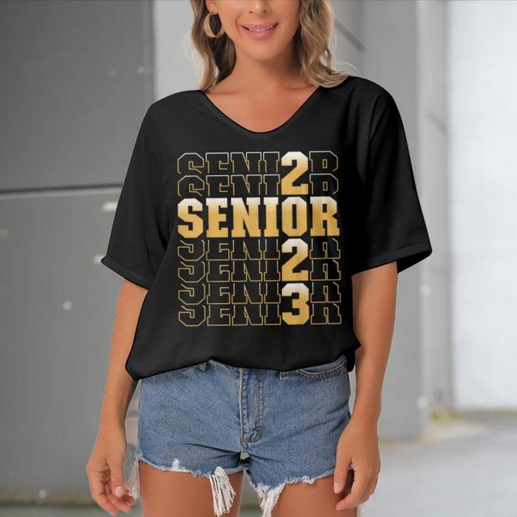 Class Of 2023 Senior 2023 Graduation Or First Day Of School Women's Bat Sleeves V-Neck Blouse