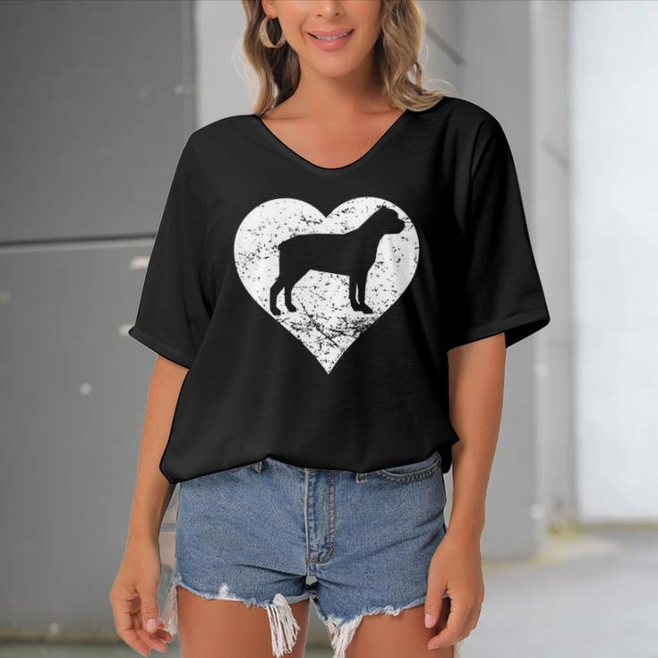 Distressed Cane Corso Heart Dog Owner Graphic Women's Bat Sleeves V-Neck Blouse