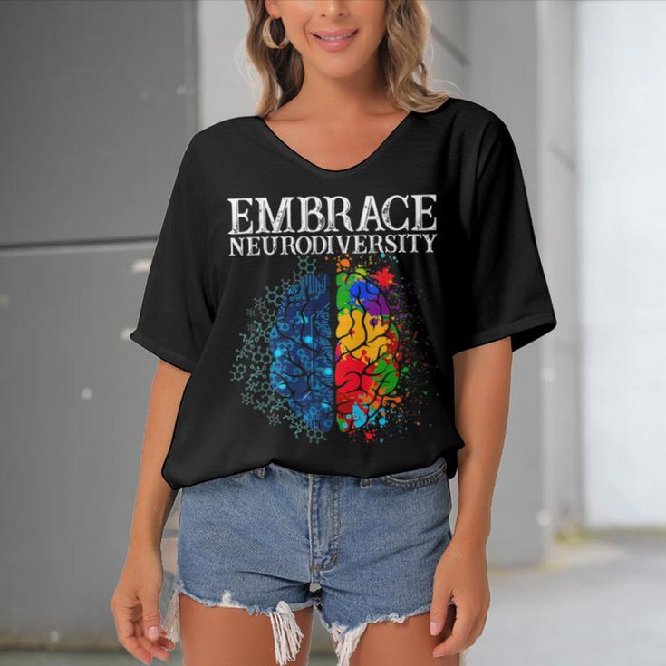 Embrace Neurodiversity Women's Bat Sleeves V-Neck Blouse