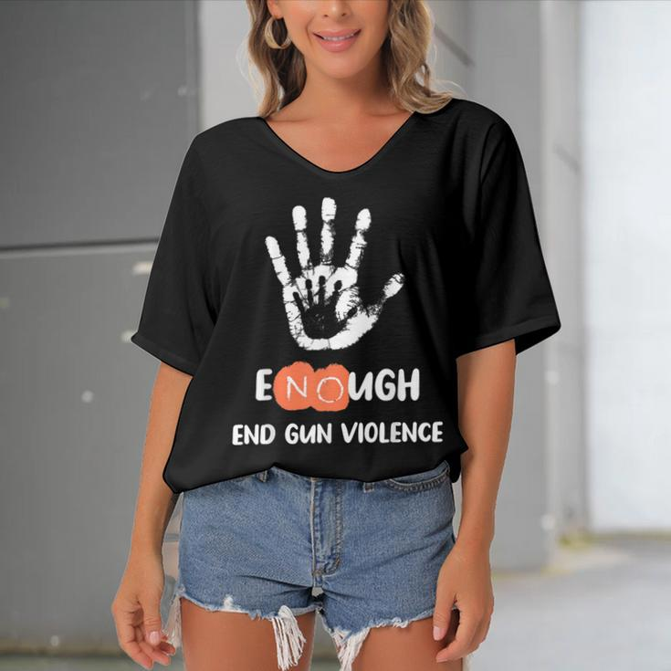 Enough End Gun Violence No Gun Anti Violence No Gun Women's Bat Sleeves V-Neck Blouse