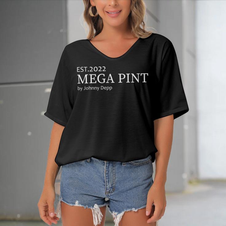 Est 2022 Mega Pint For Johnny Women's Bat Sleeves V-Neck Blouse