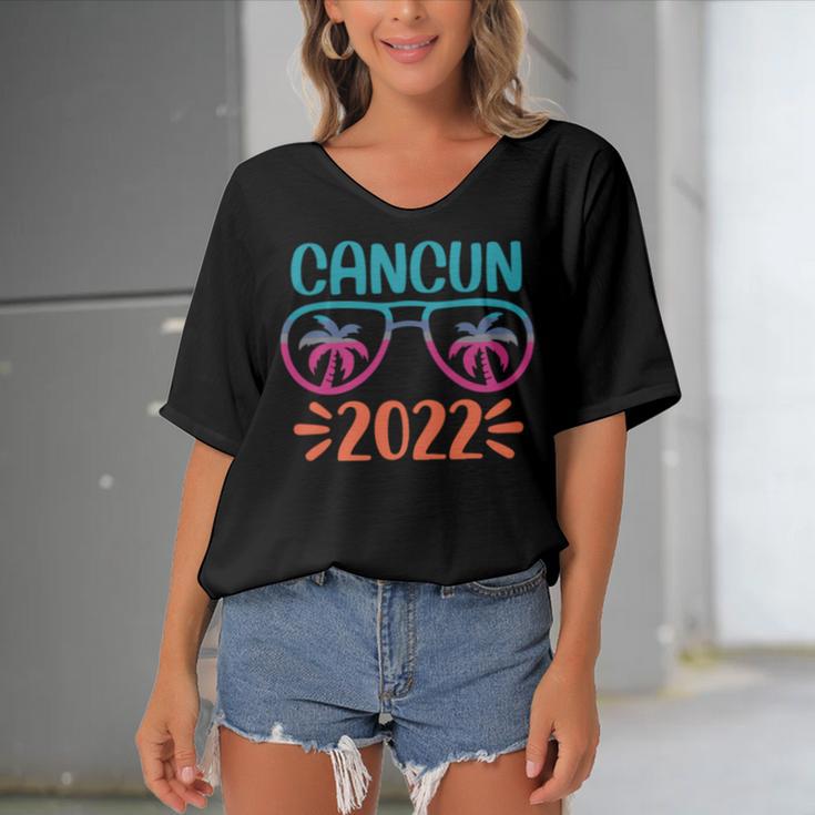 Family Vacation 2022 Cancun Women's Bat Sleeves V-Neck Blouse