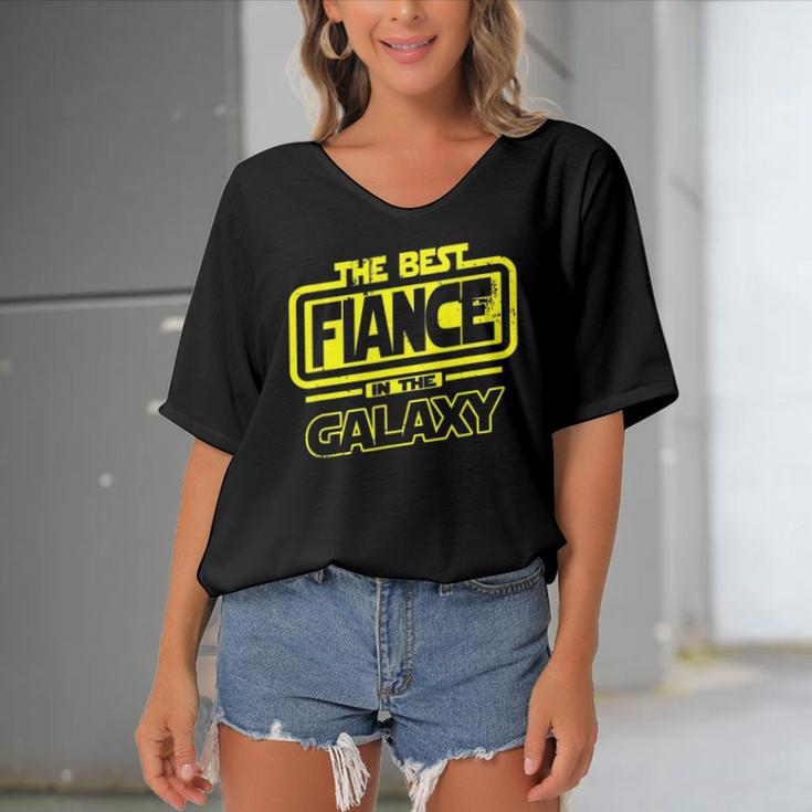 Fiance The Best In The Galaxy Gift Women's Bat Sleeves V-Neck Blouse
