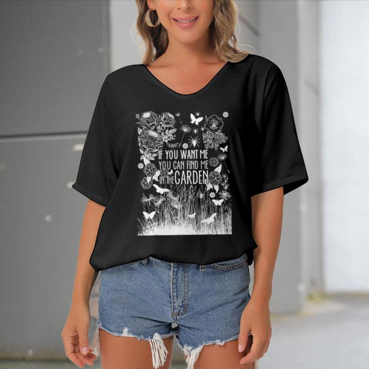Find Me In The Garden Quote Funny Gardening Women's Bat Sleeves V-Neck Blouse