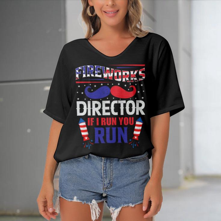 Fireworks Director If I Run You Run Women's Bat Sleeves V-Neck Blouse