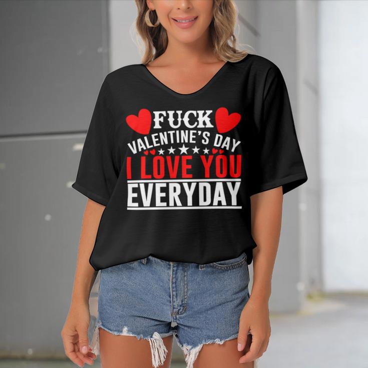 Fk Valentines Day I Love You Every Day Women's Bat Sleeves V-Neck Blouse