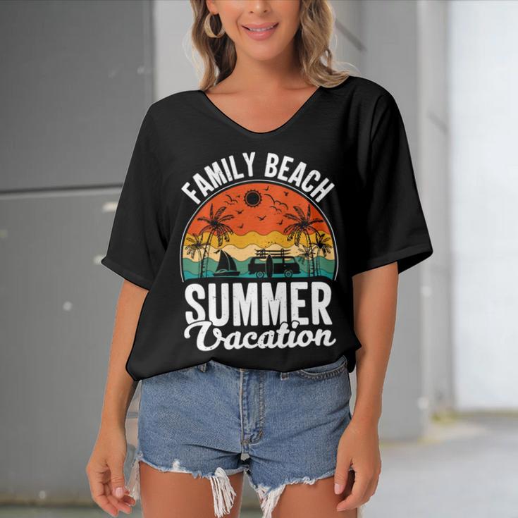 Funny Enjoy The Summer Family Beach Summer Vacation Women's Bat Sleeves V-Neck Blouse