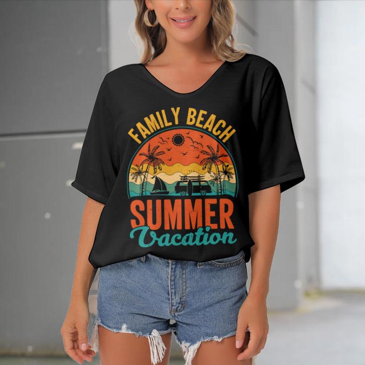 Funny Family Beach Summer Vacation Women's Bat Sleeves V-Neck Blouse