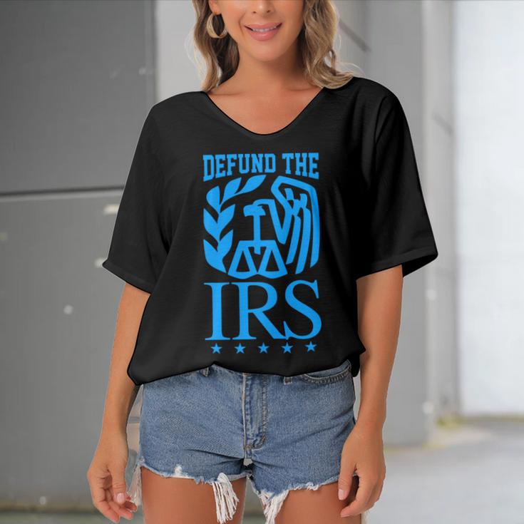 Funny Humour Irs Defund The Irs Women's Bat Sleeves V-Neck Blouse