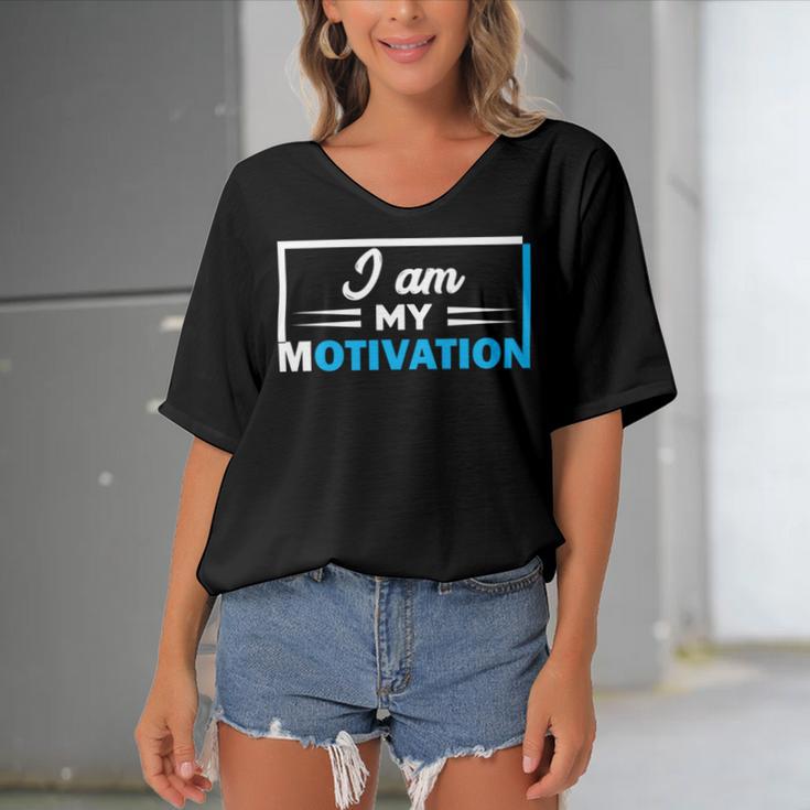 Funny I Am My Motivation Motivational Women's Bat Sleeves V-Neck Blouse