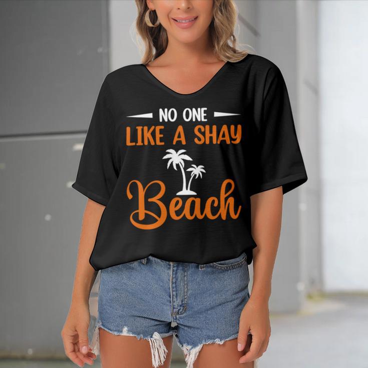 Funny No One Like A Shay Beach Palm Tree Summer Vacation Women's Bat Sleeves V-Neck Blouse