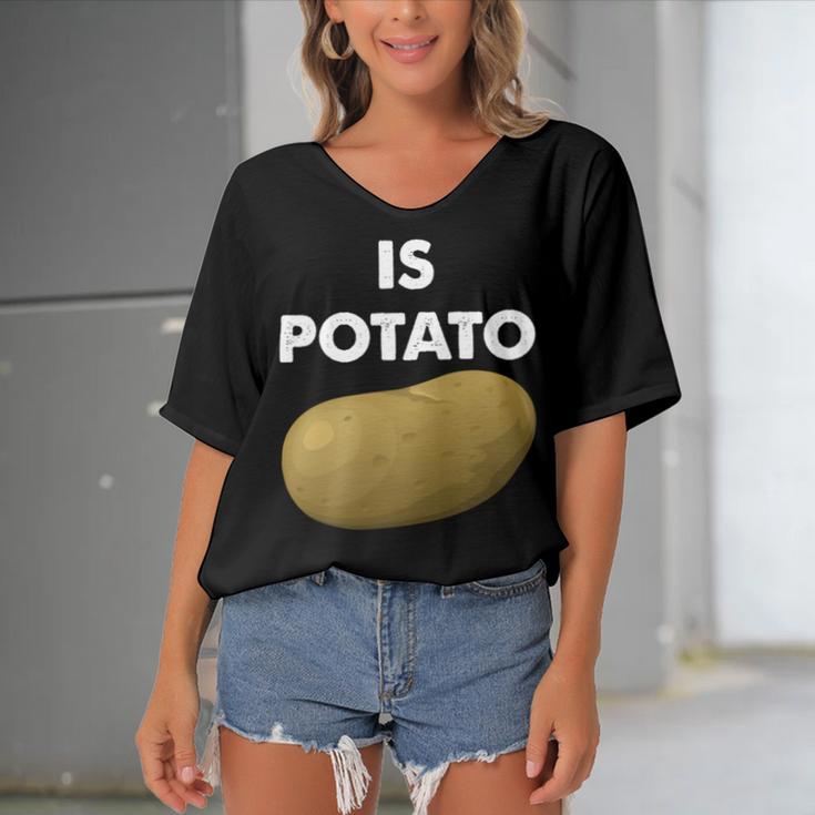 Funny Potato Women's Bat Sleeves V-Neck Blouse