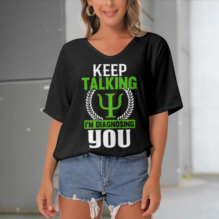 Funny Psychologist Keep Talking Women's Bat Sleeves V-Neck Blouse