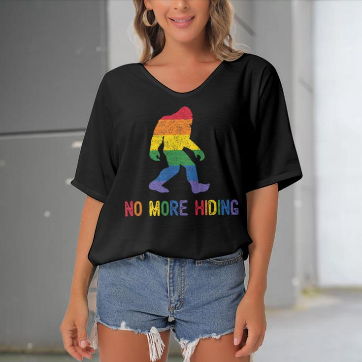 Gay Pride Support - Sasquatch No More Hiding - Lgbtq Ally Women's Bat Sleeves V-Neck Blouse