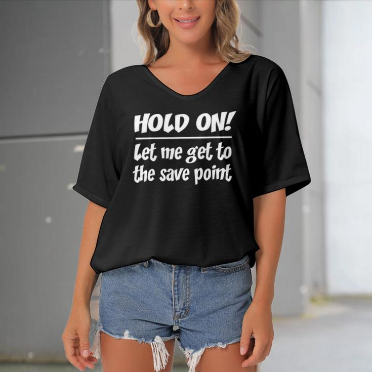 Geekcore Hold On Let Me Get To The Save Point Women's Bat Sleeves V-Neck Blouse