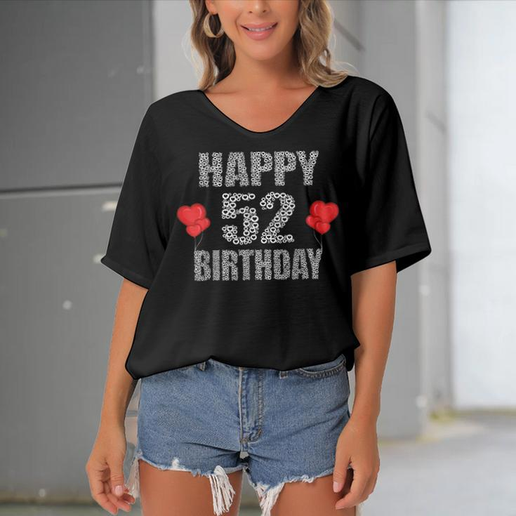 Happy 52Nd Birthday Idea For Mom And Dad 52 Years Old Women's Bat Sleeves V-Neck Blouse