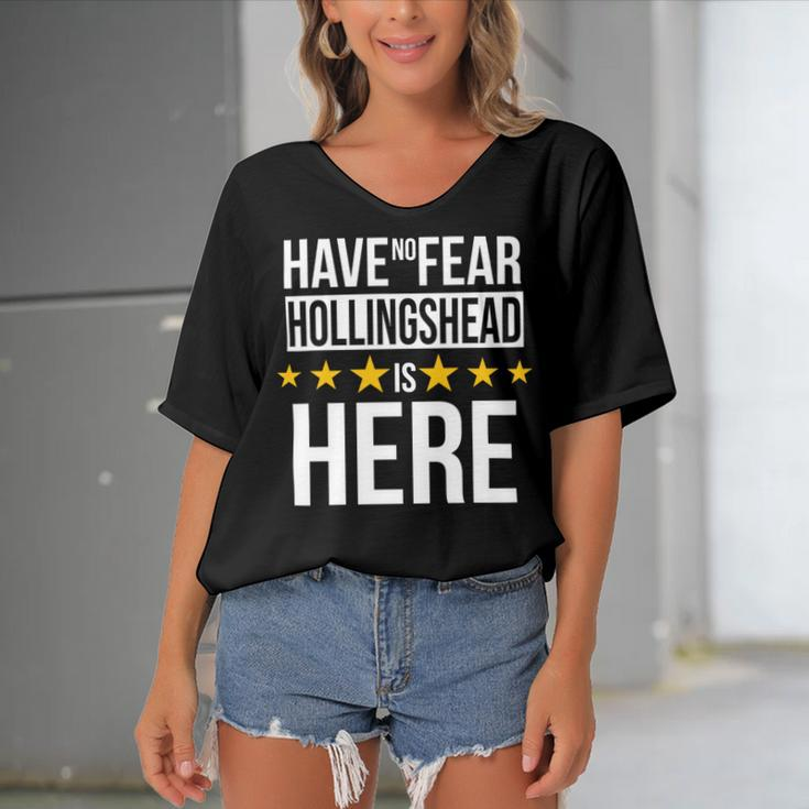 Have No Fear Hollingshead Is Here Name Women's Bat Sleeves V-Neck Blouse