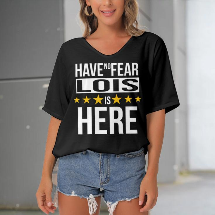 Have No Fear Lois Is Here Name Women's Bat Sleeves V-Neck Blouse