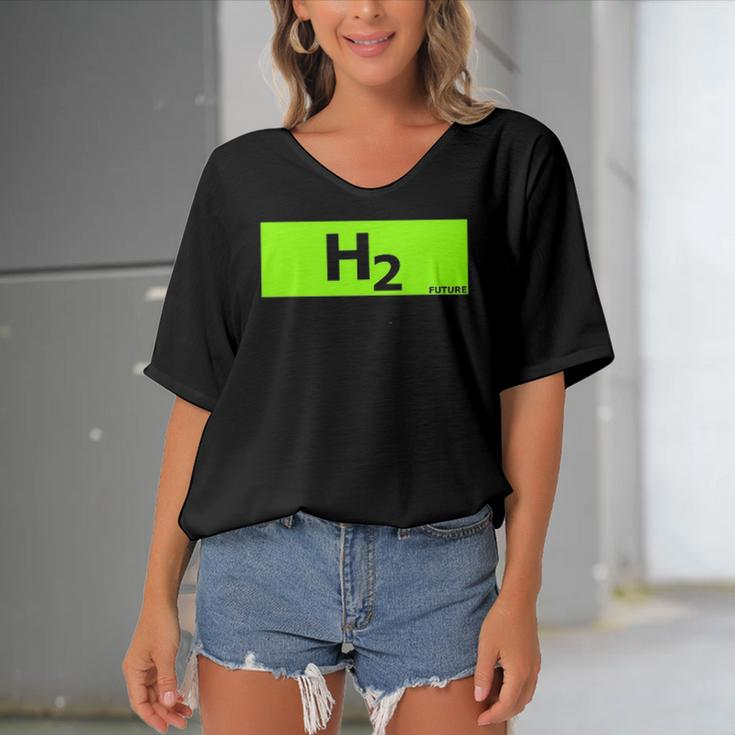 Hydrogen H2 Future Chemistry Lover Gift Women's Bat Sleeves V-Neck Blouse