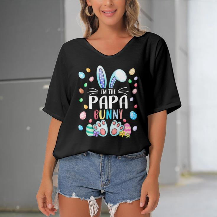 Im The Papa Bunny Easter Day Family Matching Outfits Women's Bat Sleeves V-Neck Blouse