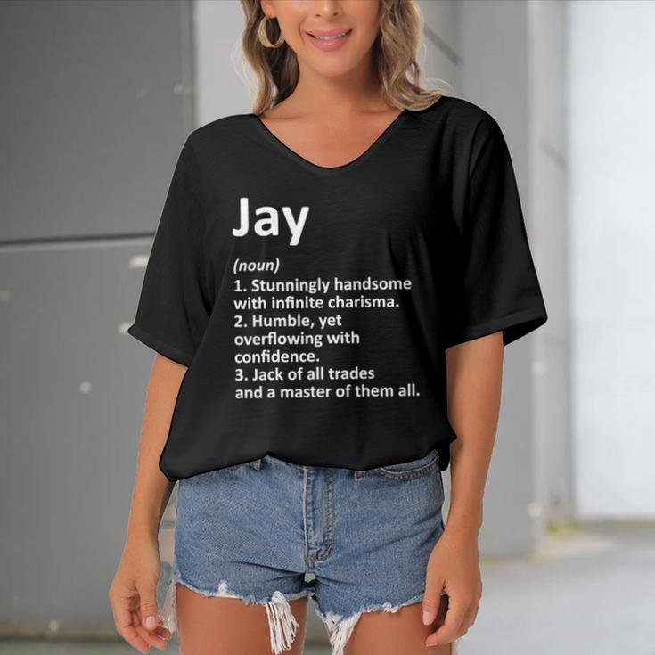Jay Definition Personalized Name Funny Birthday Gift Idea Women's Bat Sleeves V-Neck Blouse