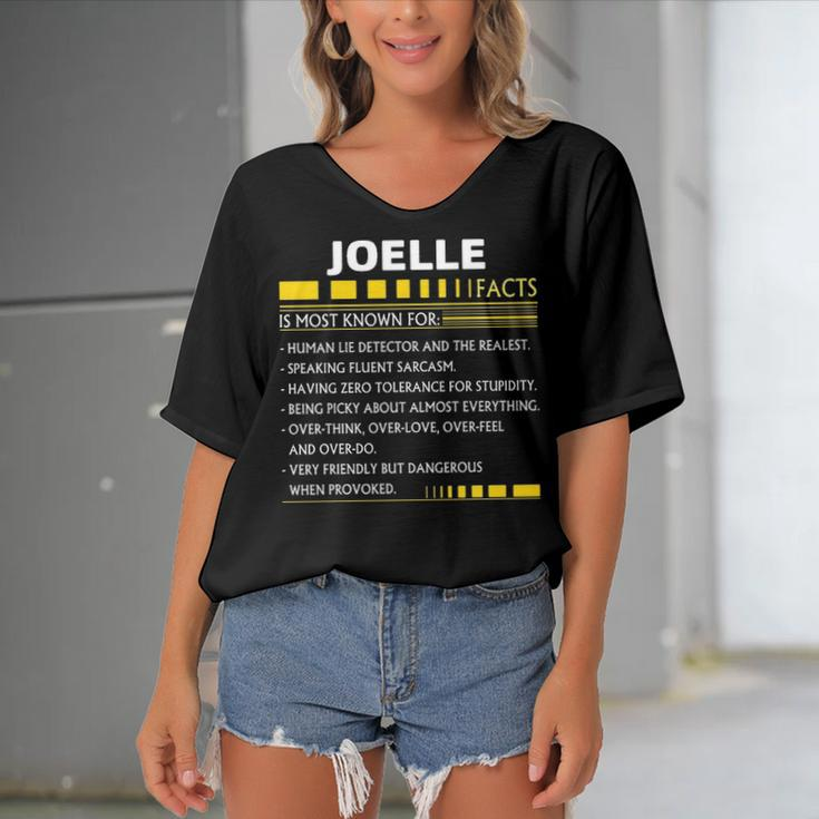 Joelle Name Gift Joelle Facts Women's Bat Sleeves V-Neck Blouse