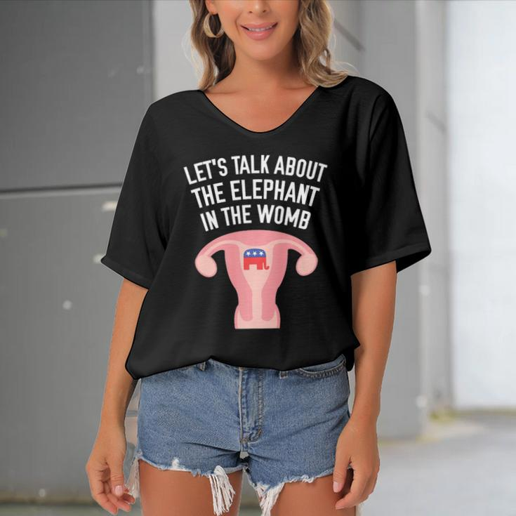 Lets Talk About The Elephant In The Womb Feminist Women's Bat Sleeves V-Neck Blouse