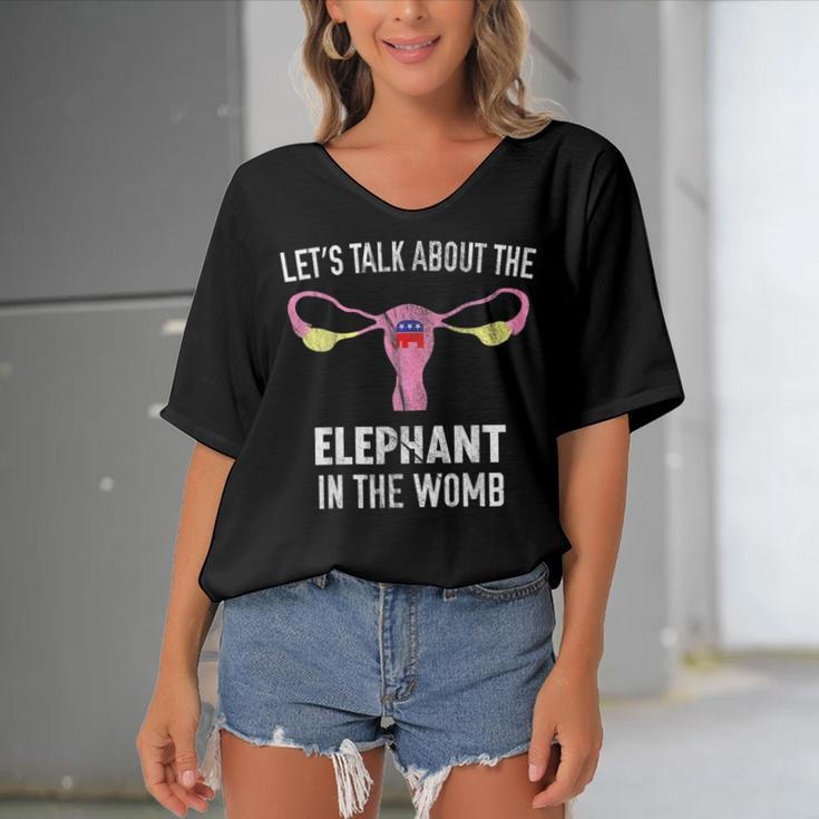 Lets Talk About The Elephant In The Womb Women's Bat Sleeves V-Neck Blouse
