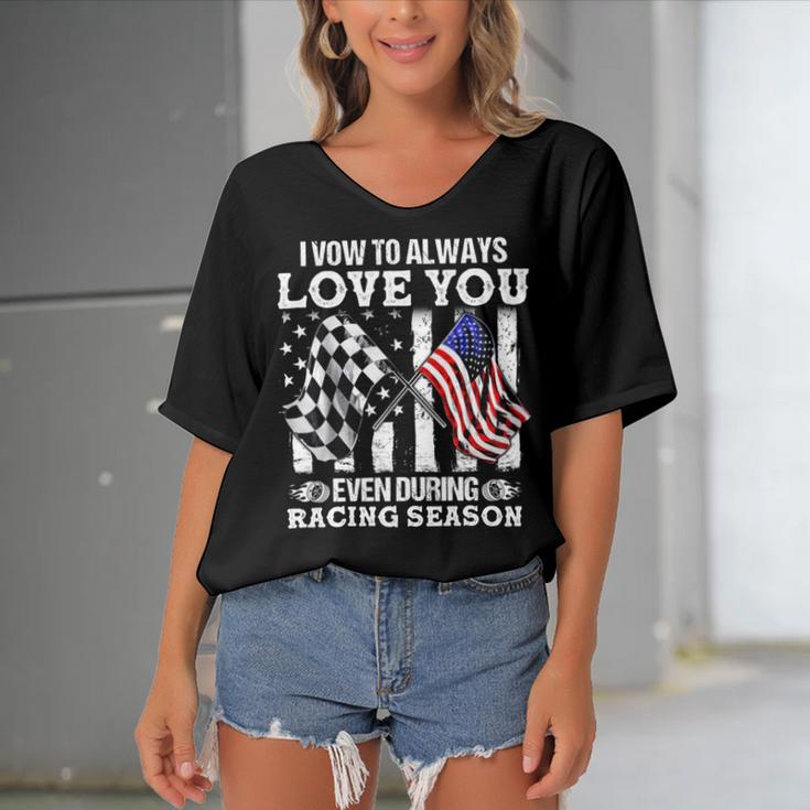 Love You During Racing Season Women's Bat Sleeves V-Neck Blouse