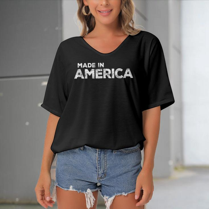 Made In America Patriotic 4Th Of July Gift Women's Bat Sleeves V-Neck Blouse