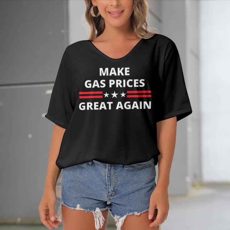 Make Gas Prices Great Again Anti-Biden Trump Republican 2024 414 Trending Shirt Women's Bat Sleeves V-Neck Blouse