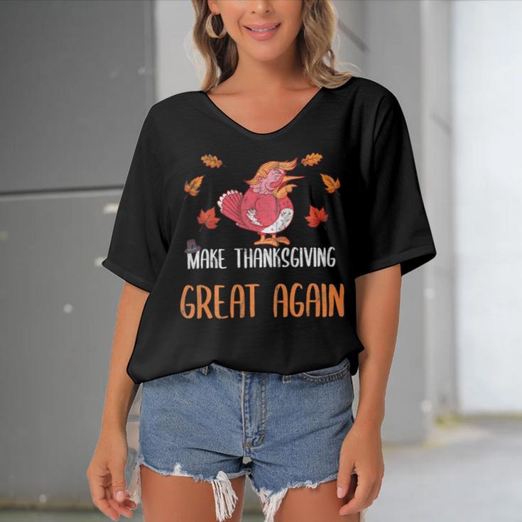 Make Thanksgiving Great Again Funny 5 Shirt Women's Bat Sleeves V-Neck Blouse