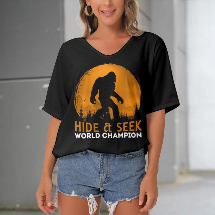 Market Trendz Bigfoot Hide And Seek Champion 405 Trending Shirt Women's Bat Sleeves V-Neck Blouse