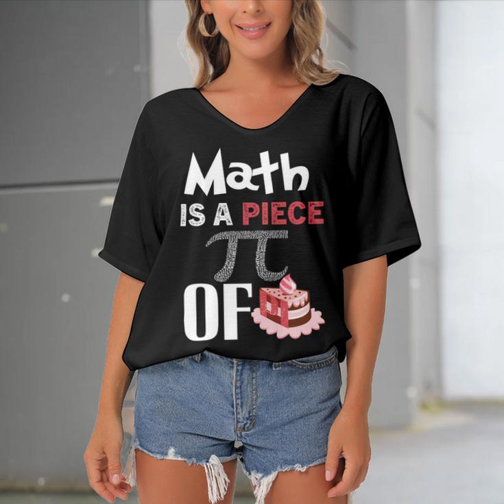 Math Is A Piece Of Pie Funny Pi Day Women's Bat Sleeves V-Neck Blouse