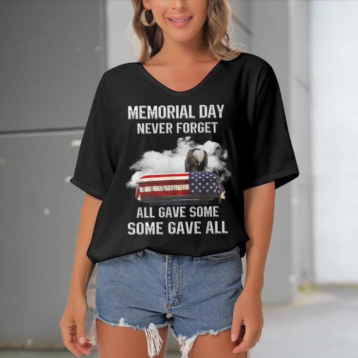 Memorial Day Never Forget All Gave Some Some Gave All Women's Bat Sleeves V-Neck Blouse
