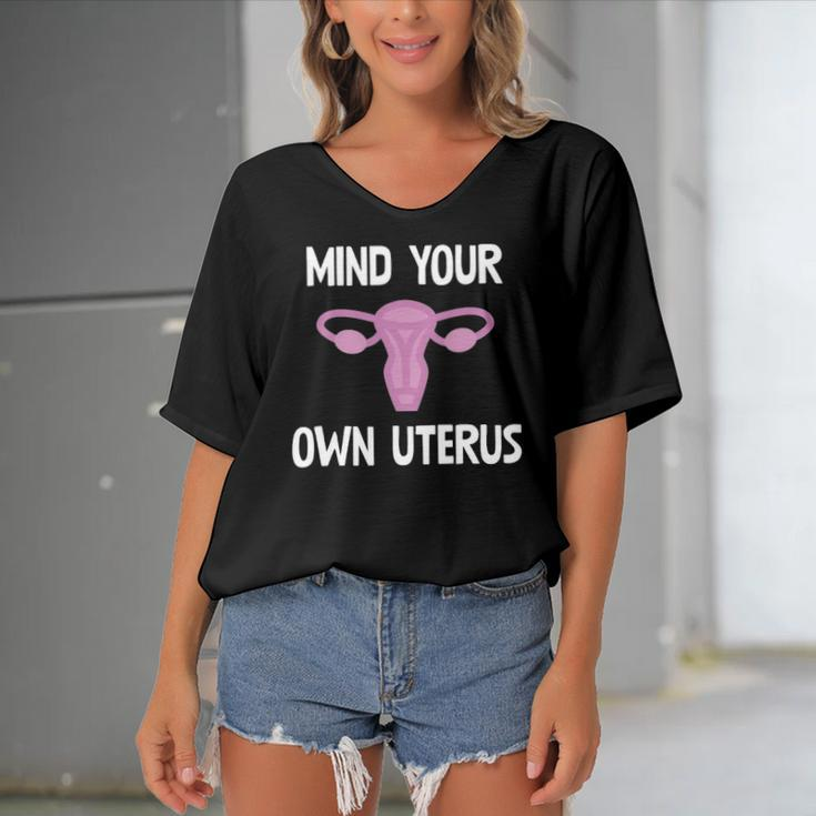 Mind Your Own Uterus Reproductive Rights Feminist Women's Bat Sleeves V-Neck Blouse