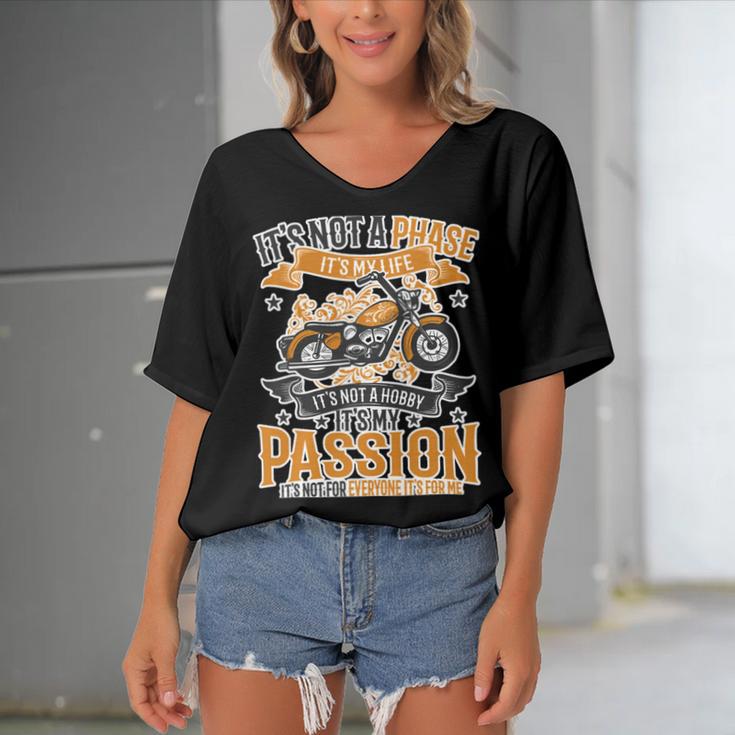 Motorcycle Passion Biker Cute Dreaming 488 Shirt Women's Bat Sleeves V-Neck Blouse