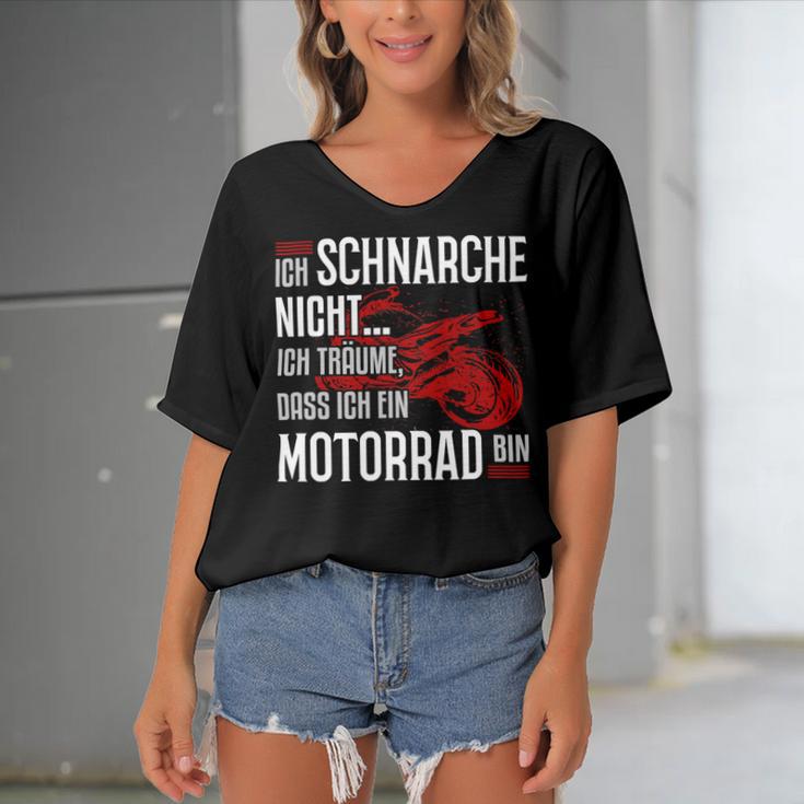 Motorcycle Racing Machines Motif With 485 Shirt Women's Bat Sleeves V-Neck Blouse