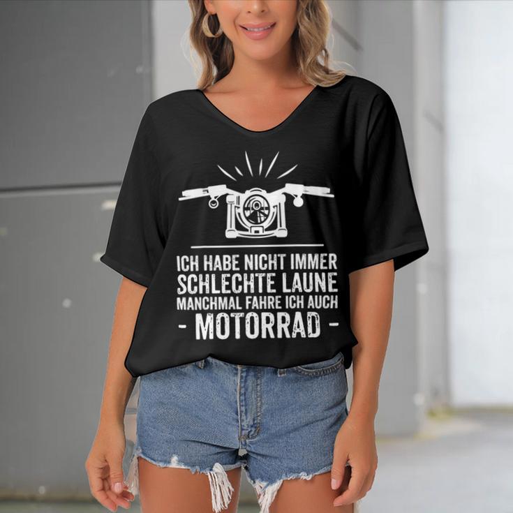 Motorcycle Saying Funny Motorbiker 476 Shirt Women's Bat Sleeves V-Neck Blouse