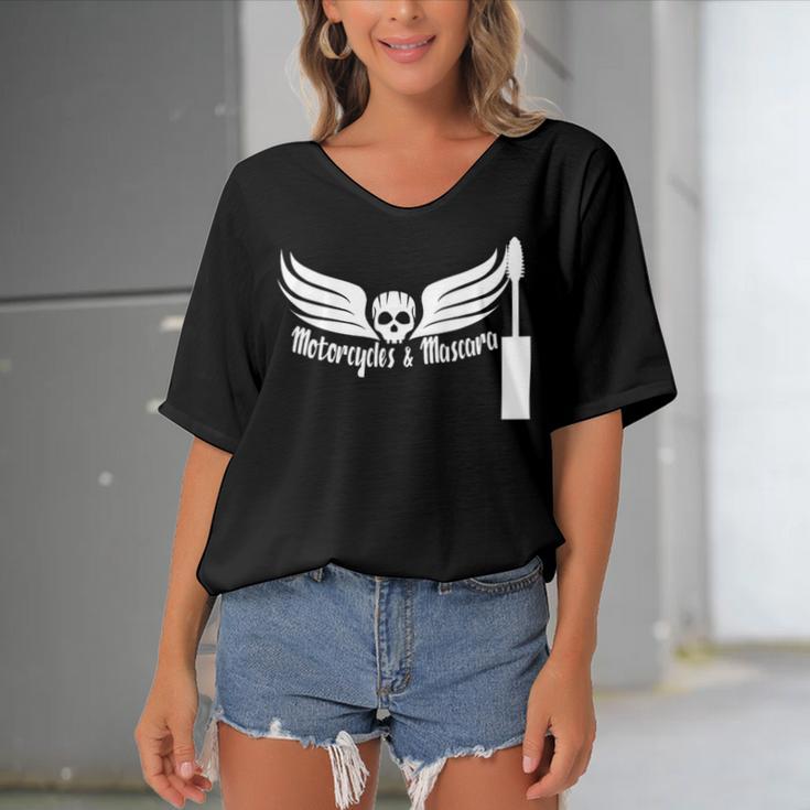 Motorcycles Mascara Cool Dreaming 467 Shirt Women's Bat Sleeves V-Neck Blouse