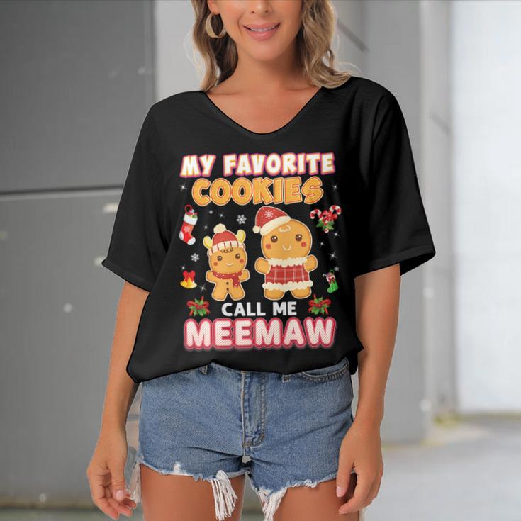 My Favorite Cookies Call Me Meemaw 882 Shirt Women's Bat Sleeves V-Neck Blouse