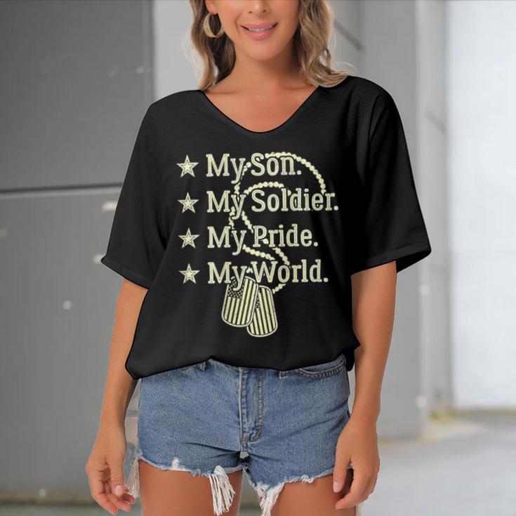 My Son Is A Soldier Hero Proud 707 Shirt Women's Bat Sleeves V-Neck Blouse