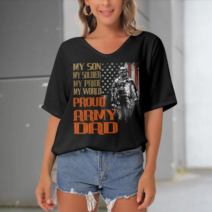 My Son Is A Soldier Hero Proud Army 713 Shirt Women's Bat Sleeves V-Neck Blouse