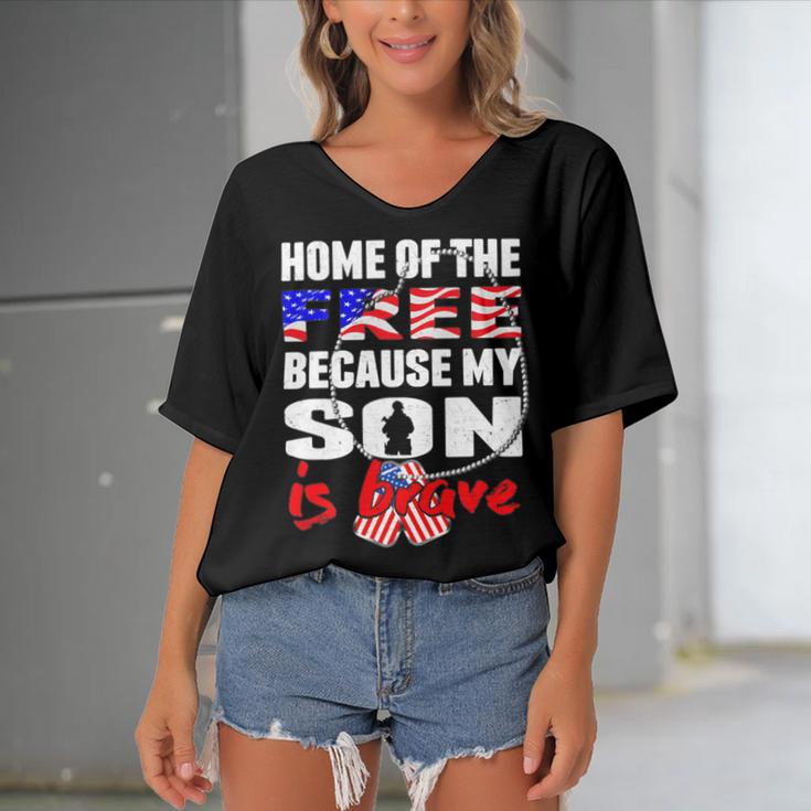 My Son Is Brave Home Of The Free Proud 716 Shirt Women's Bat Sleeves V-Neck Blouse