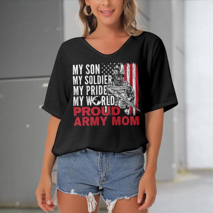 My Son My Soldier My Pride My World 694 Shirt Women's Bat Sleeves V-Neck Blouse