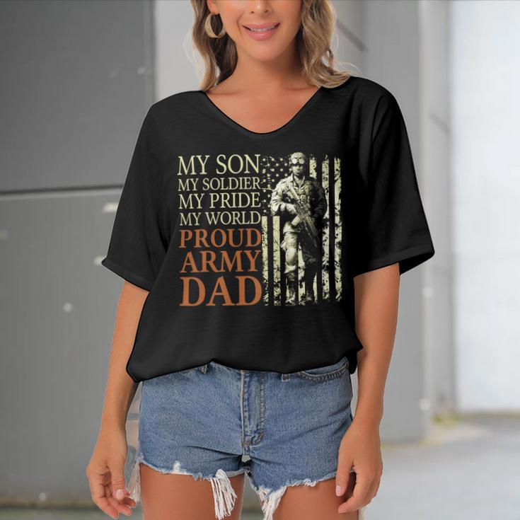 My Son My Soldier My Pride My World 696 Shirt Women's Bat Sleeves V-Neck Blouse