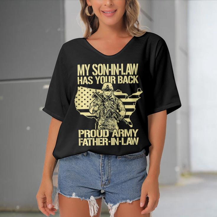 My Soninlaw Has Your Back Proud Army 688 Shirt Women's Bat Sleeves V-Neck Blouse