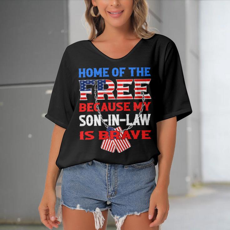 My Soninlaw Is Brave Home Of The Free 687 Shirt Women's Bat Sleeves V-Neck Blouse