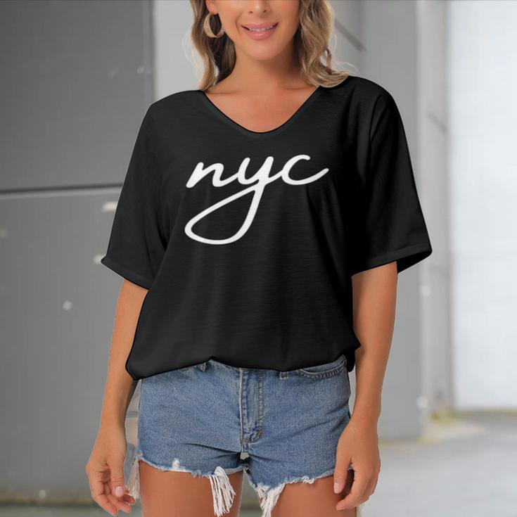 Nyc New York City The Greatest City In The World Women's Bat Sleeves V-Neck Blouse