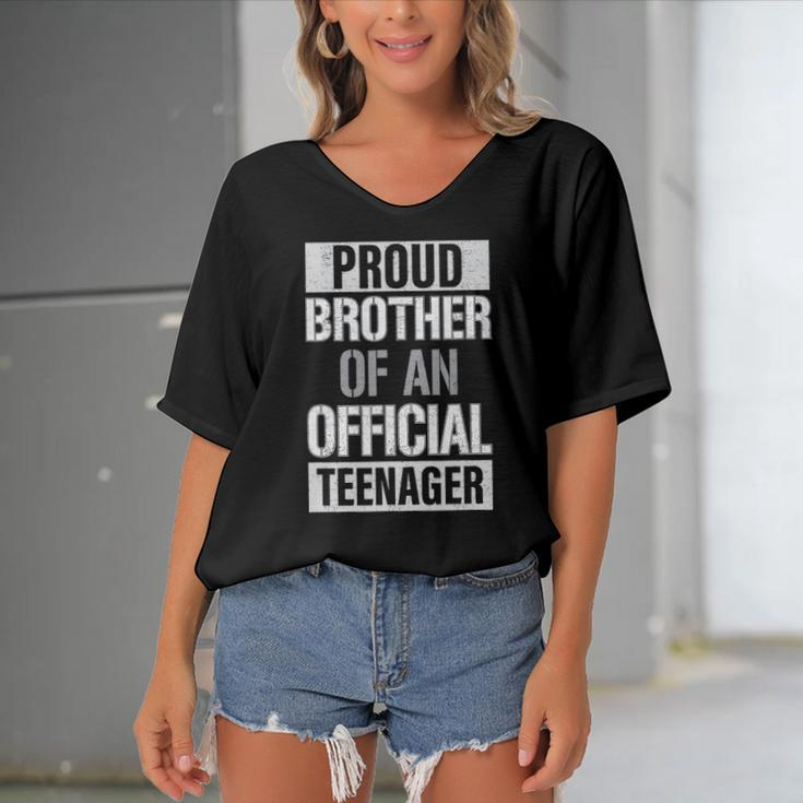 Official Teenager Brother 13Th Birthday Brother Party Gifts Women's Bat Sleeves V-Neck Blouse